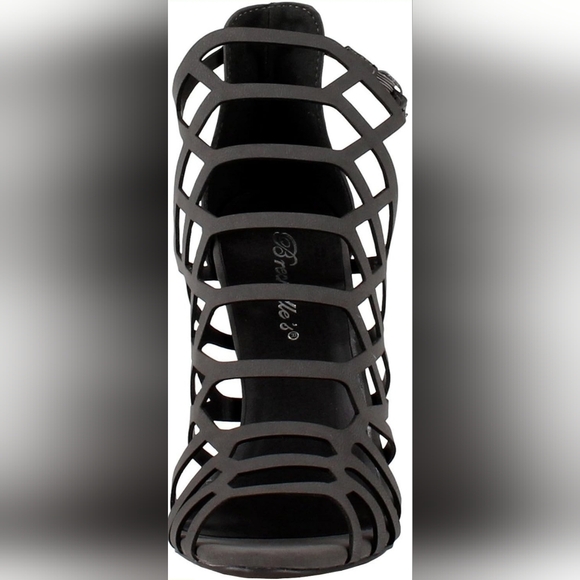 Breckelle's Geometric Cutout Stiletto Peep Toe Sandal, NATURAL, SZ: 5.5 ~ NWOT - Picture 10 of 11